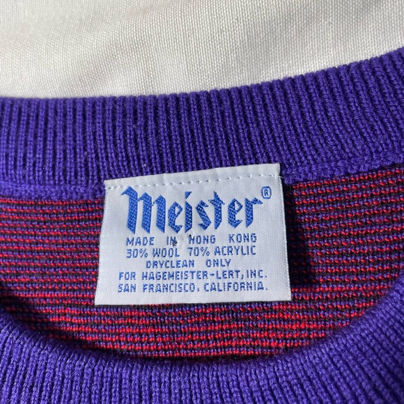 Vintage Meister hagemeister wool acrylic Mulitcolored abstract sweater size XL - Picture 6 of 7